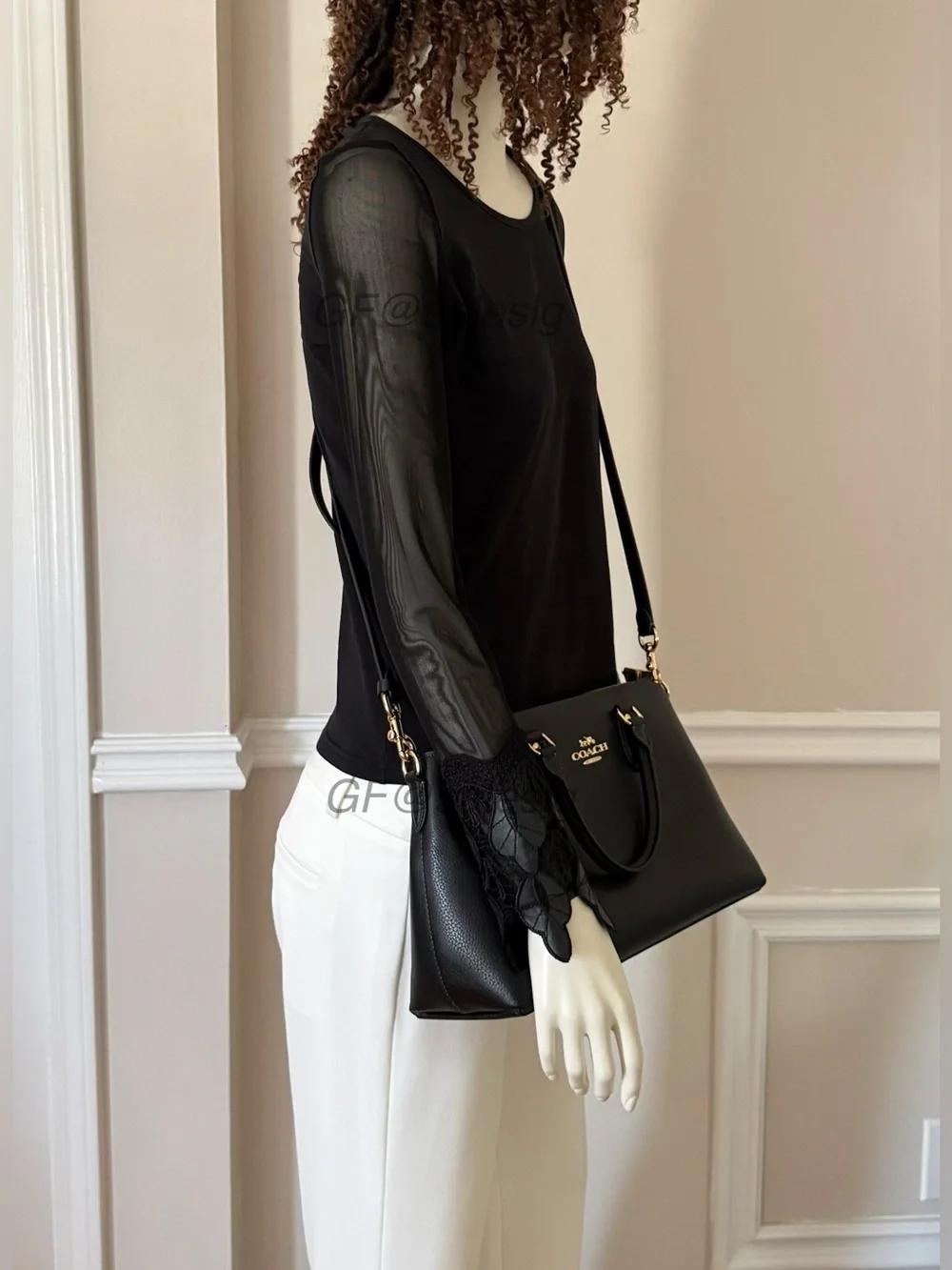 NWT Coach Georgia Black Handbag Pebble Leather | Structured Crossbody Purse